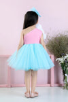 Pre-Order: Off-Shoulder Dress with 3D Flowers-Pink/Blue