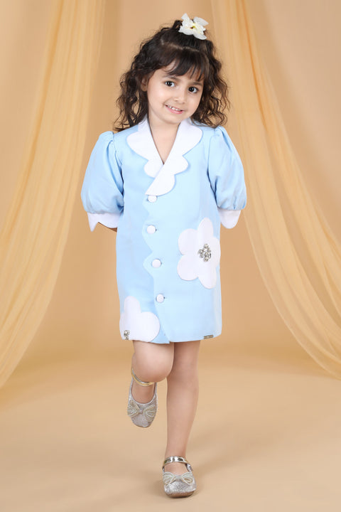 Pre-Order: Coat Dress with Flower Patch and Stone work