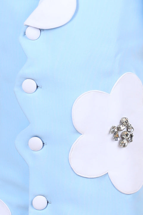 Pre-Order: Coat Dress with Flower Patch and Stone work