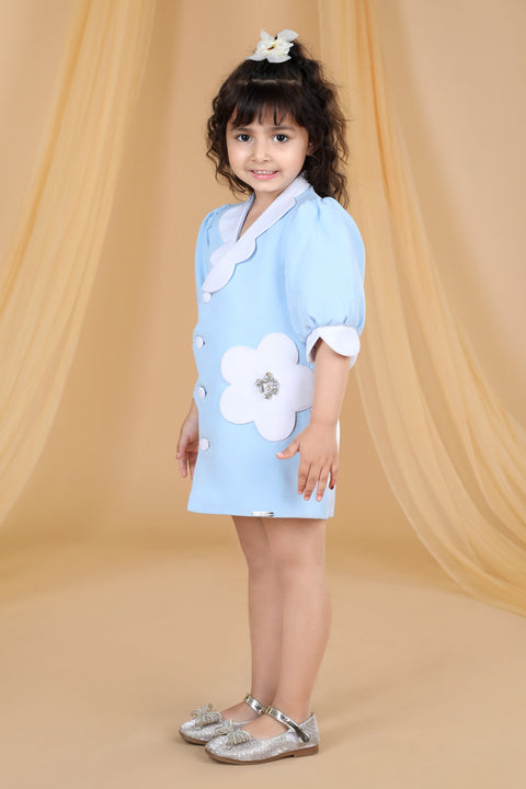 Pre-Order: Coat Dress with Flower Patch and Stone work