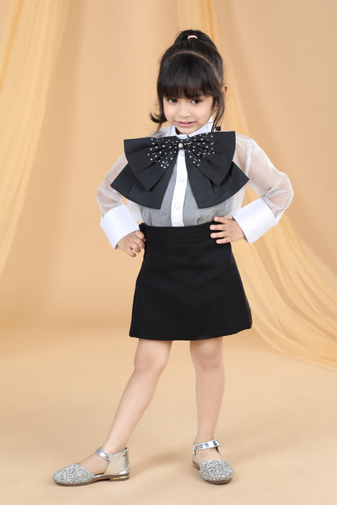 Pre-Order: Top & Skirt with Embellished Bow and Inner