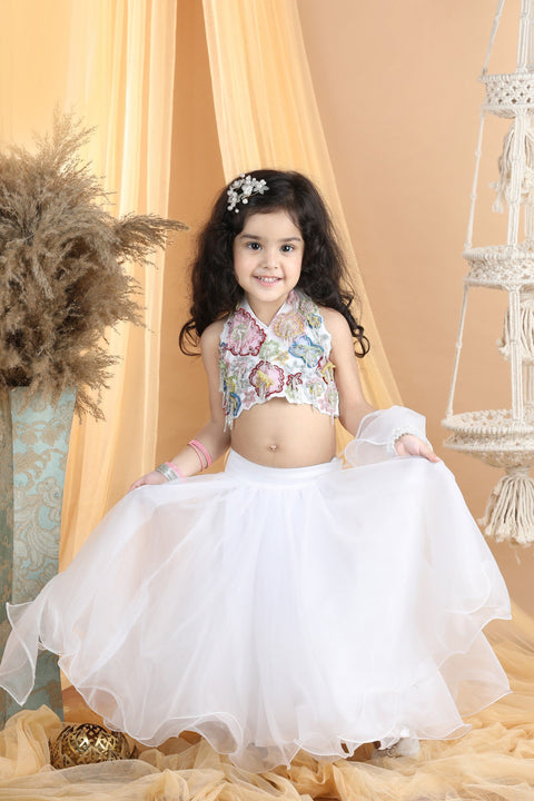 Pre-Order: Heavy Embroidered blouse with organza lehenga