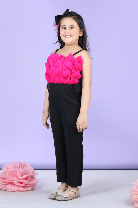 Pre-Order: Jumpsuit Embelissed with fabric flower in contrast color