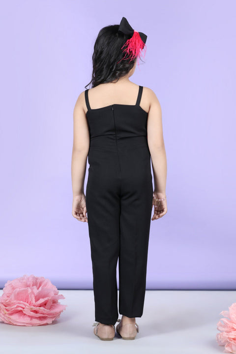 Pre-Order: Jumpsuit Embelissed with fabric flower in contrast color