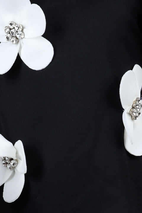 Pre-Order: Straight dress embellished with 3d flower and stone scattering