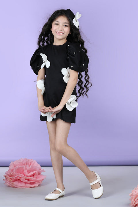 Pre-Order: Straight dress embellished with 3d flower and stone scattering