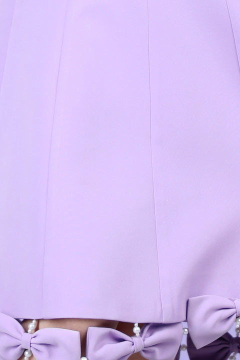 Pre-Order: A line dress embellished with bow all over the flair