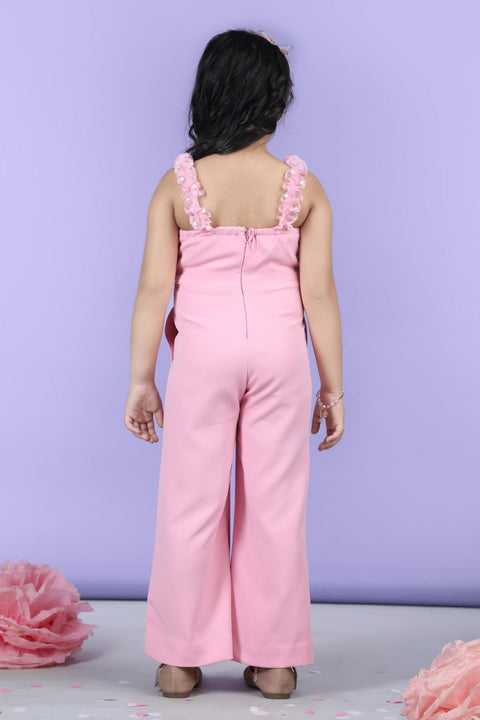Pre-Order: Jumpsuit embellished with fabric frill and pearl detailing.