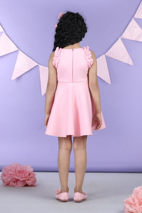 Pre-Order: Dress with embroiderd flower patches and frill on armhole