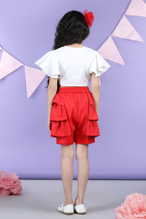Pre-Order: Front open Top and shorts with layered frill on sides