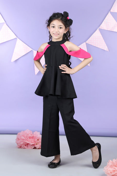 Pre-Order: Peplum top with shoulder cut flaps accompanied with pants