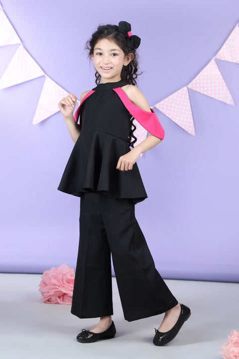 Pre-Order: Peplum top with shoulder cut flaps accompanied with pants