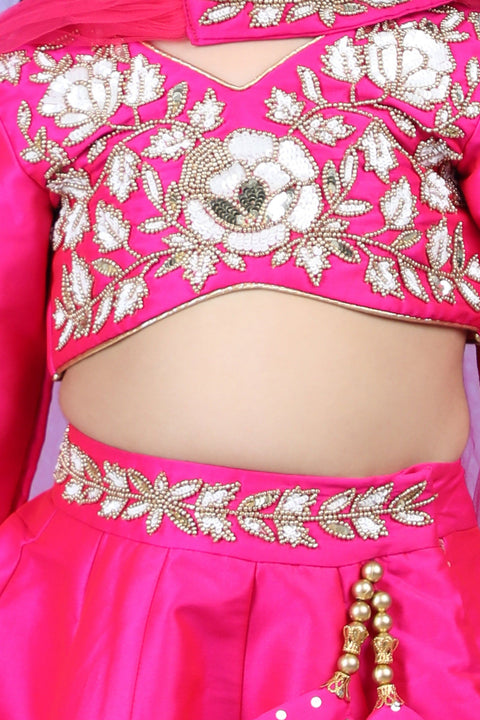 Pre-Order: Heavy Embroidered Blouse with scalloped Lehenga  and Chunni