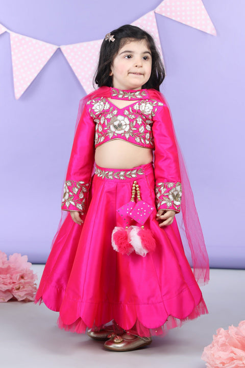 Pre-Order: Heavy Embroidered Blouse with scalloped Lehenga  and Chunni