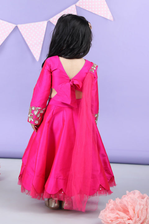 Pre-Order: Heavy Embroidered Blouse with scalloped Lehenga  and Chunni