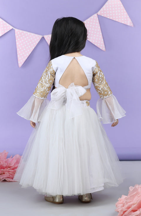 Pre-Order: Heavy Gota embroidered top accompanied with net Lehenga