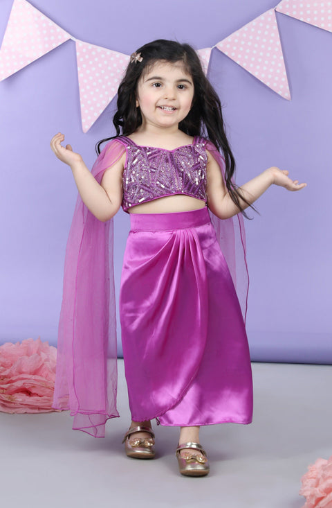 Pre-Order: Heavy embroidered Top with Dhoti style Skirt