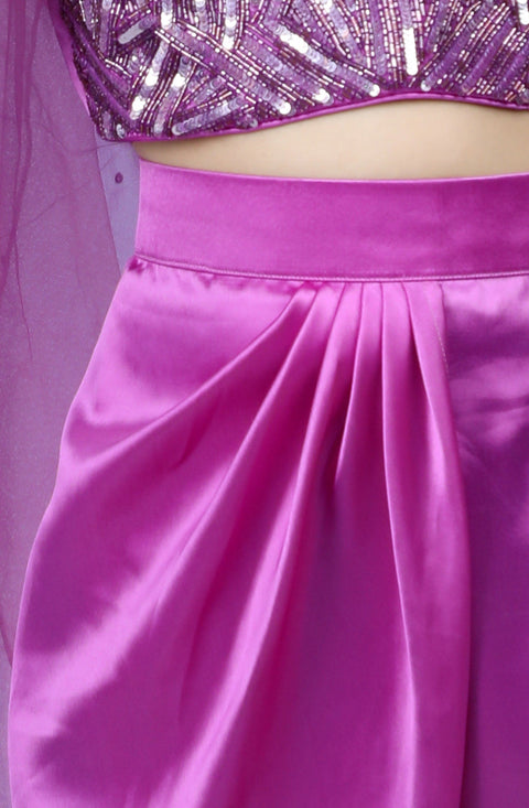 Pre-Order: Heavy embroidered Top with Dhoti style Skirt