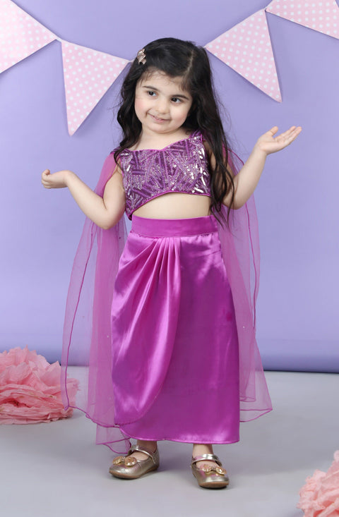 Pre-Order: Heavy embroidered Top with Dhoti style Skirt