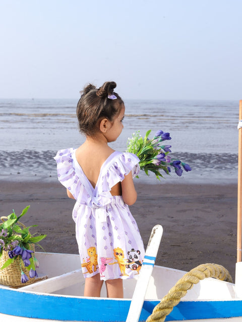 Pre-Order: Party Animals Print Pure Linen Dress