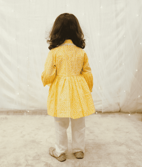 Pre Order: Orange Bhandhej Peplum Kurti Set