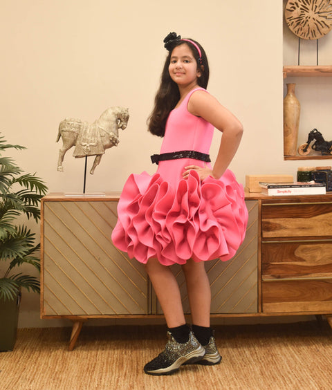 Pre-Order - Pink Lycra Dress for Girls