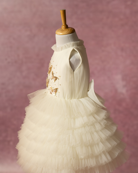 Pre-Order: Layered Butterfly Dress In Off-white