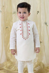 Boy Pure Cotton Full Sleeves Kurta Set - Cream