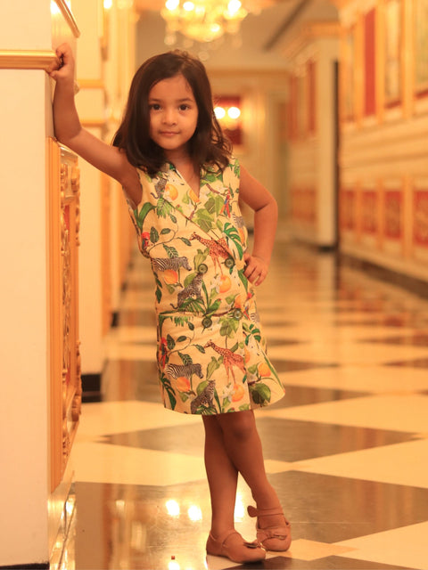 Pre-Order: African Forest Print Pure Linen Blazer Dress