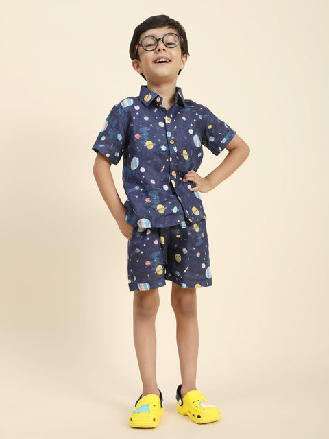 Pre-Order: Planet Printed Pure Linen  Premium Co-ords