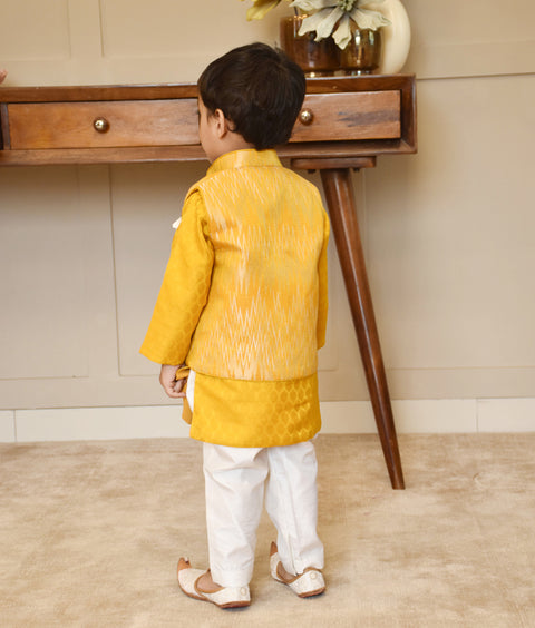 Pre-Order: Ikat Printed Nehru Jacket Set for Boys