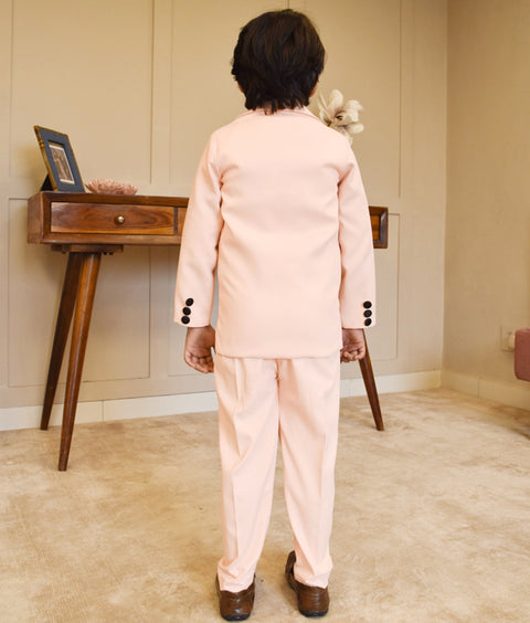 Pre-Order: Peach Coat with Shirt and Pant for Boys