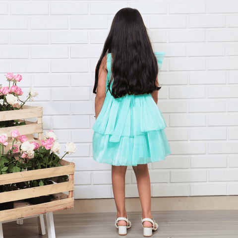 Pre-Order: Organza Flower Embellished Green Dress