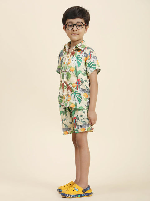 Pre-Order: African Forest Themed Printed Pure Linen  Premium Co-ords