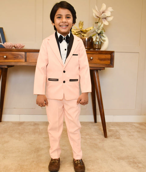 Pre-Order: Peach Coat with Shirt and Pant for Boys