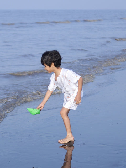 Pre-Order: Climbing Bears Printed Pure Linen  Premium Co-ords