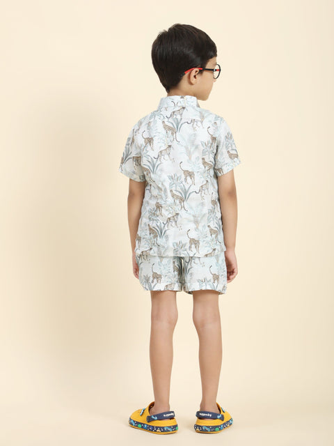 Pre-Order: White Leopard Printed Pure Linen  Premium Co-ords