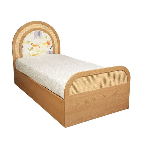 Pre-Order: Safari Cane and Oak Wood Kids Bed