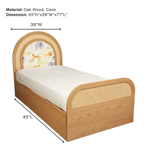 Pre-Order: Safari Cane and Oak Wood Kids Bed