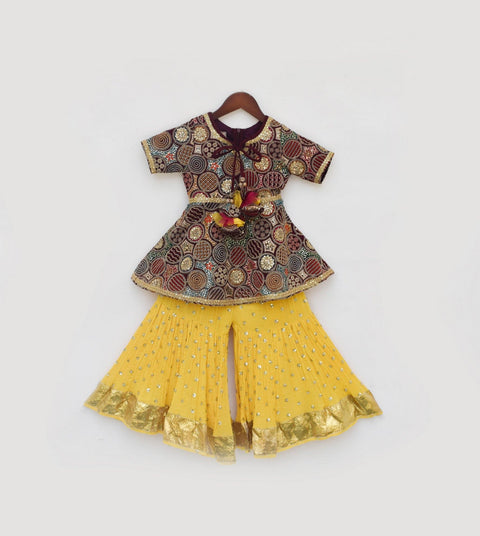 Pre Order: Burgundy Embroidery Top with Sharara