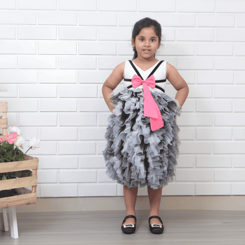 Pre-Order: Black and White Ruffled Dress