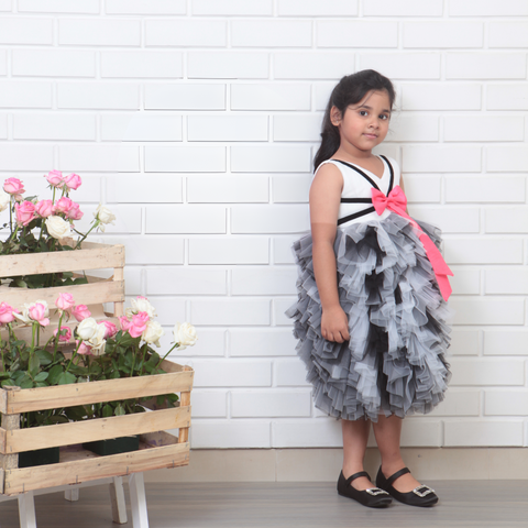 Pre-Order: Black and White Ruffled Dress
