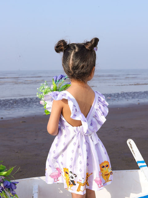 Pre-Order: Party Animals Print Pure Linen Dress