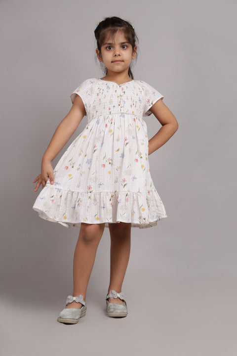 Multicolour Printed Dress-Off-White
