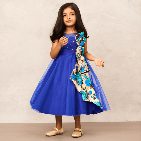 Pre-Order: Bow Detail Royal Blue Net Gown