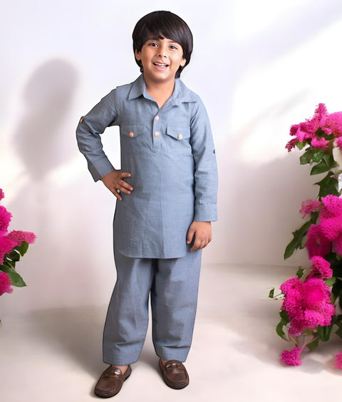 Pre-Order: Blue Denim Kurta with Pant