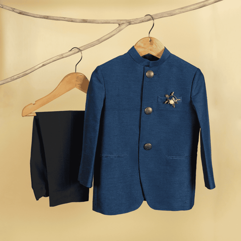 Pre-Order: BLUE SILK PRINCE COAT WITH PAINT
