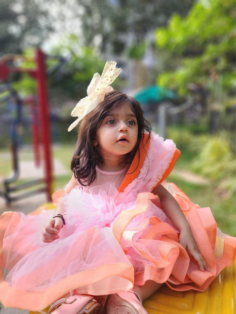 Pre-Order: Orange Pink Falling Petals Dress