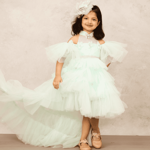 Pre-Order: Sophisticated Aqua Blue High Low Gown