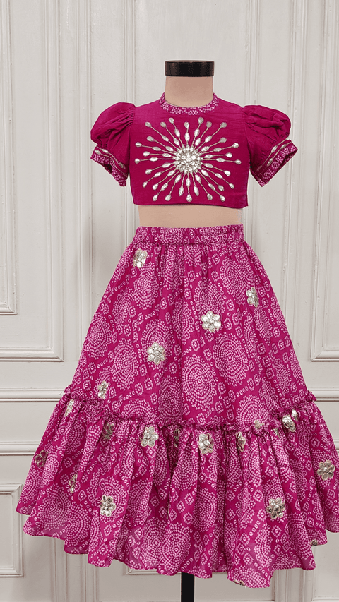 Pre-Order: Pink Bandhej Gota Ghaghra